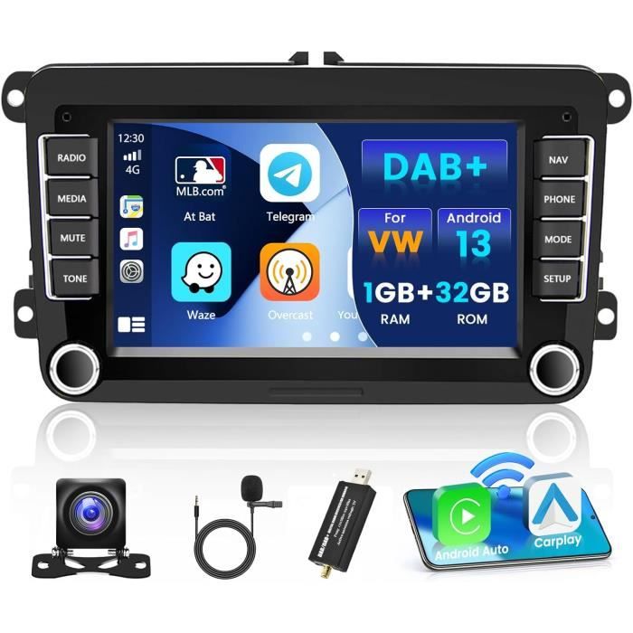 Dab+ Android Carplay Autoradio pour VW Golf 5 6 Passat Skoda, 7 Pouces Écran Poste Radio Voiture avec GPS-WiFi-Android.[Y443]