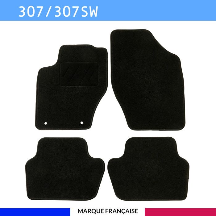 Tapis de voiture - Sur Mesure pour 307 / 307 SW (2000 - 2009) - 4 pièces - Tapis de sol antidérapant pour automobile