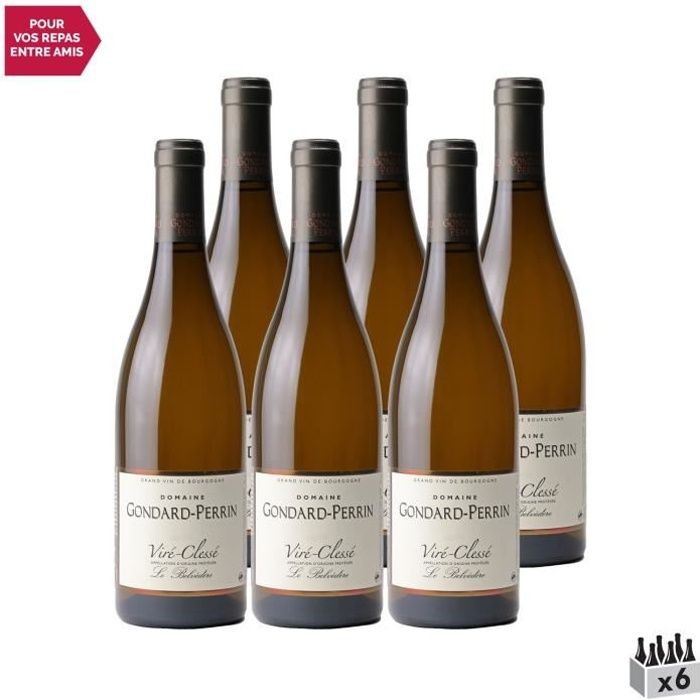 Viré-Clessé Le Belvédère Blanc 2019 - Lot de 6x75cl - Domaine Gondard Perrin - Vin AOC Blanc de Bourgogne - Cépage Chardonnay