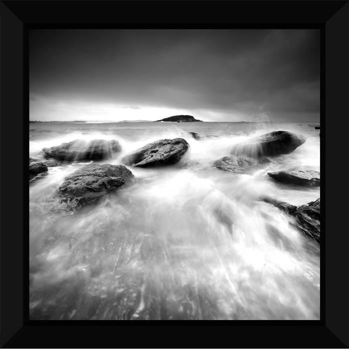 Tableau Encadre 60x60 Paysage Mer Noir Et Blanc Achat Vente