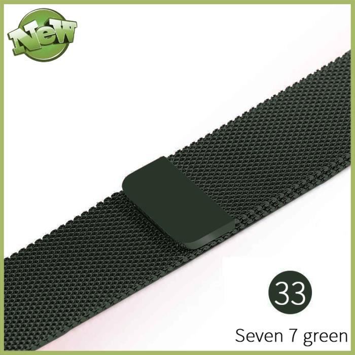 44mm - Seven7 Green - Bracelet Apple Watch Serie 7 Se Métallique En Acier Inoxydable Boucle Milanaise Magnéti