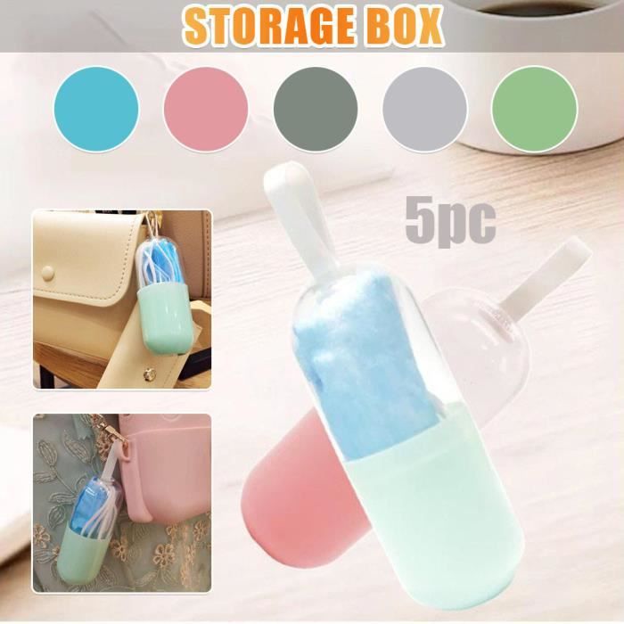 Masque Boîte De Rangement Étudiant Portable Sac De Silicone De Stockage Organiser Temporaire 5 PC 235