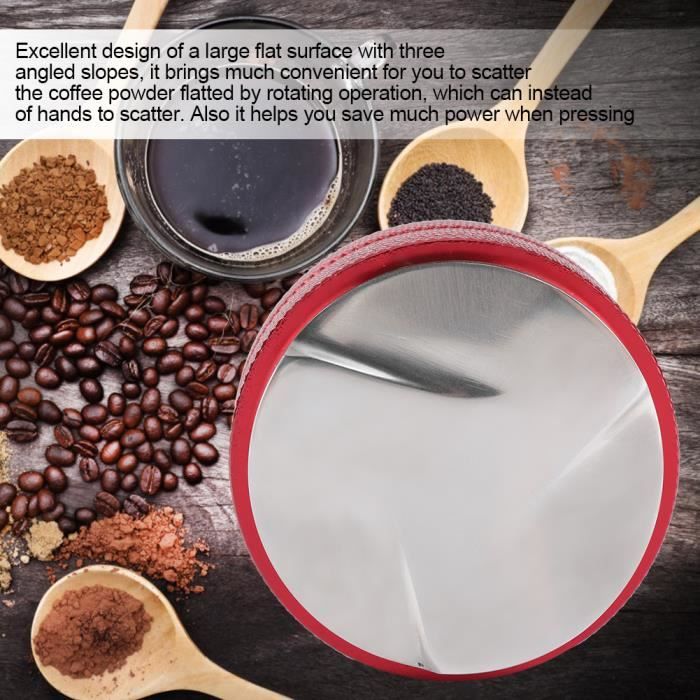 58 mm Base Smart Coffee Tamper antidérapante avec trois pentes inclinées Rouge en acier inoxydable -SHC