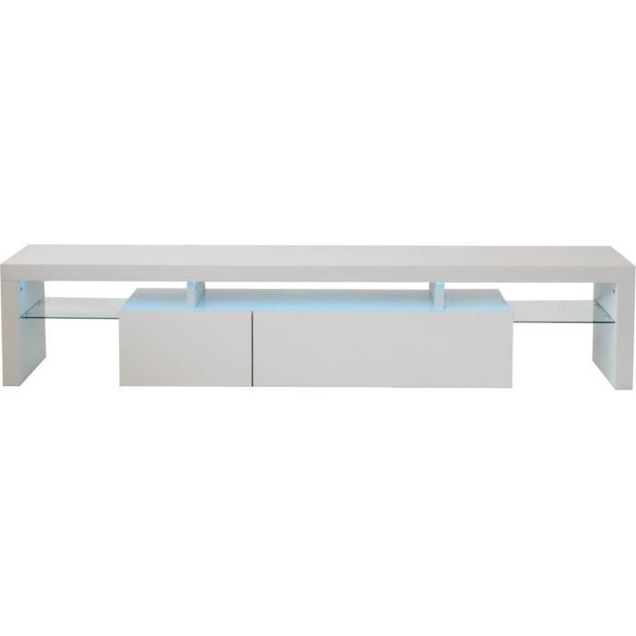 Meuble TV LED -Tina- Laqué - Blanc