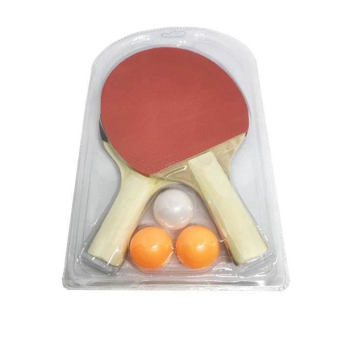 Lot de 2 raquettes de ping pong + 3 balles