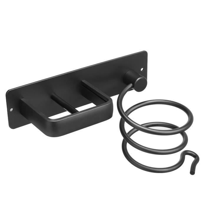 AVANC Support A sèche-cheveux aluminium Pas de poinçonnage noir