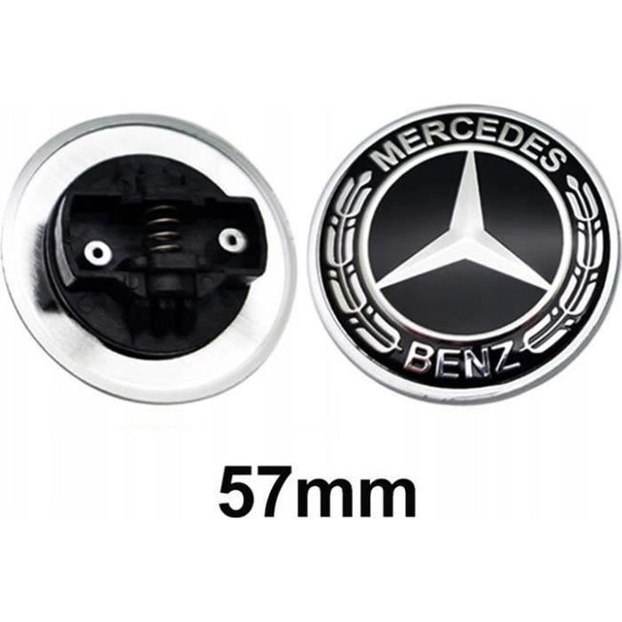 BEQ - 1pcs Insigne emblème avant de capot 57mm noir Mercedes Benz logo