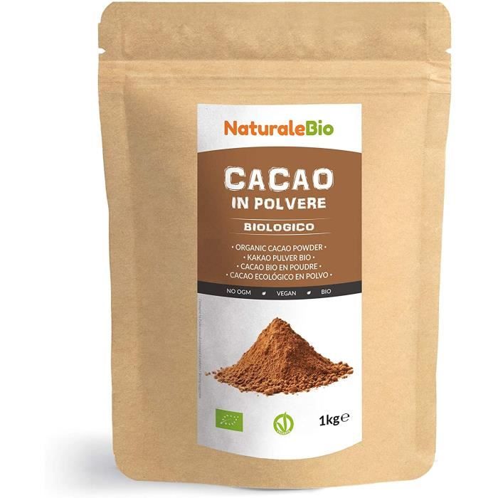 Poudre de Cacao Bio 1 Kg. Organic Cacao Powder. 100% Naturel et Pur à partir de Fèves de Cacao Crues. Produit au Pérou par la Plante