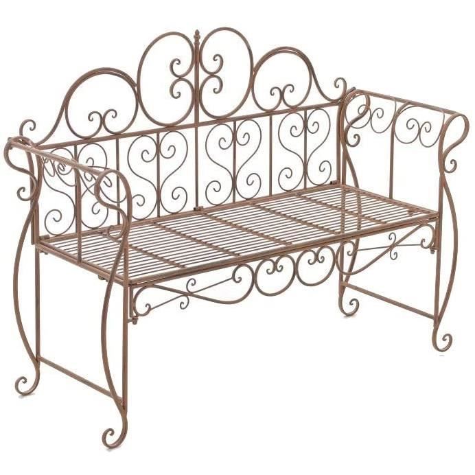 CLP Banc de Jardin Design Antique Minna - Banquette de Terrasse en Fer Forgé - Style Maison de Campagne - Banquette de 52