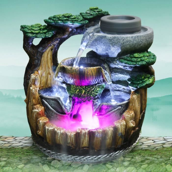Rocaille Fontaine d'eau de Bureau Décoration de Table Ornement décor en Résine (EU AC220-240V)