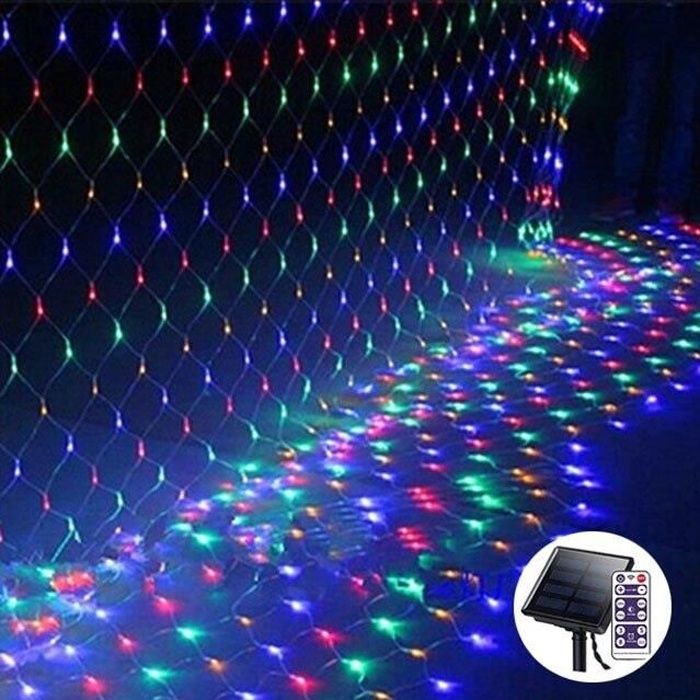 Guirlande lumineuse,Filet extérieur Maille Guirlandes Solaires 192 LED 3*2m Lumières De Vacances De Noël Rideau Fée - Type Colorful