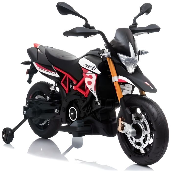 Moto électrique APRILIA DORSODURO 900, avec licence, batterie 12V, roues souples EVA, moteurs 2 x 18W, suspension, cadre en métal, f