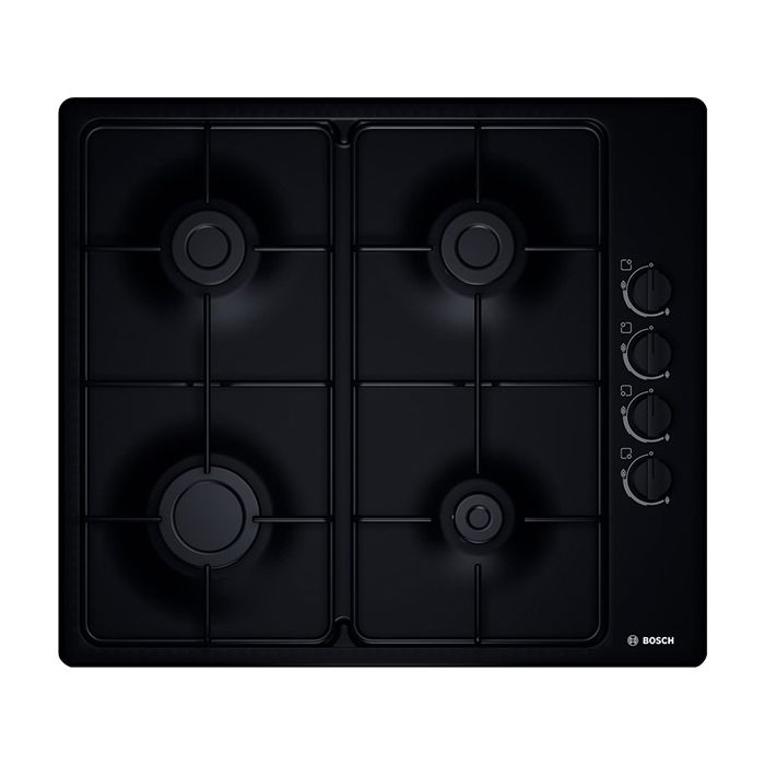 BOSCH PBP6B6B80 Table cuisson gaz - 4 foyers - L 43 x P 51 cm - Revêtement acier émaillé - Noir