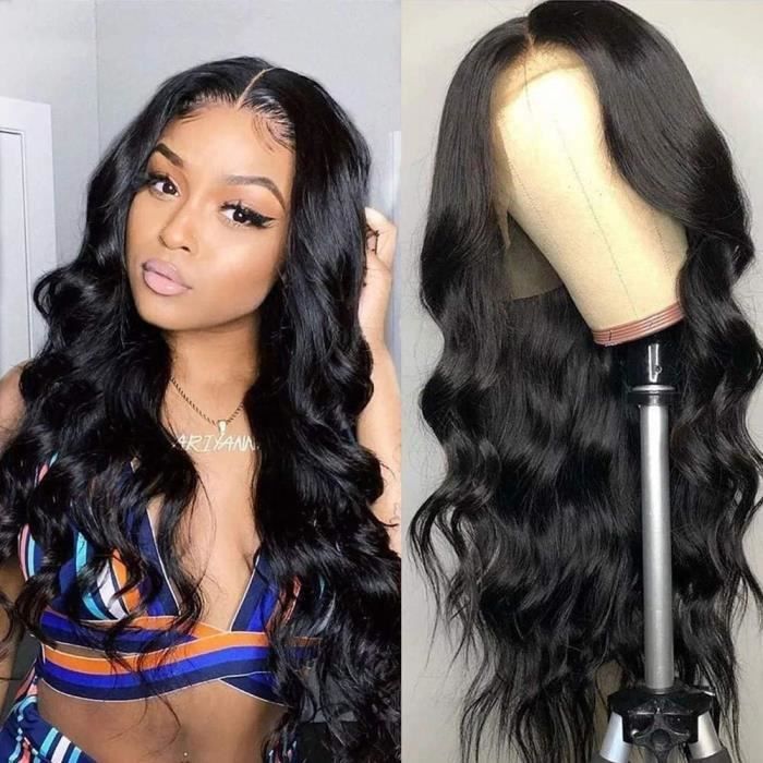 20 pouce Lace Wig Body Wave avec des cheveux de bébé brésilienne perruque naturelle perruque pour femmes