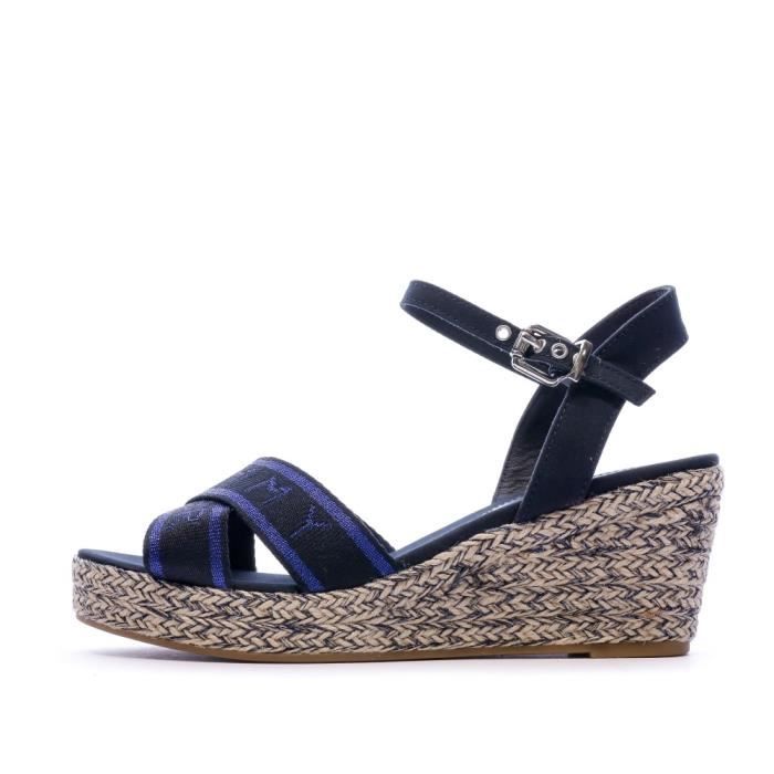 Sandales compensées bleu femmes Tommy Hilfiger