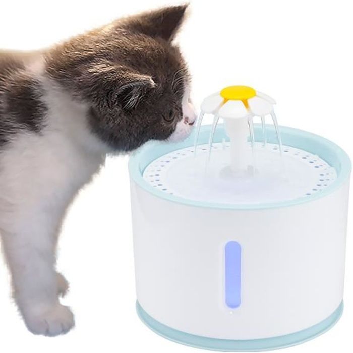 Fontaine à eau Filtration remplaçable Fontaine à eau pour chat automatique muet charbon actif 2.4L fontaine à eau câble USBONEVER