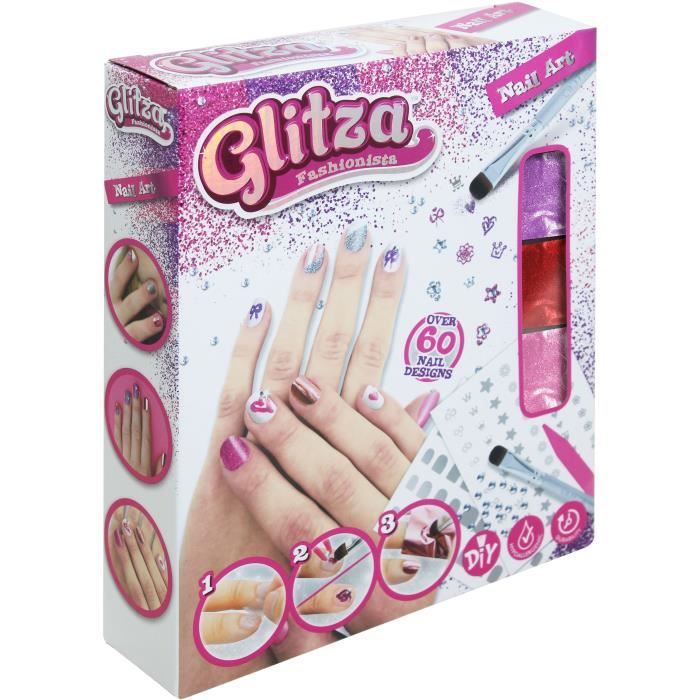 GLITZA - Coffret Nail Art - Coffret avec motifs et paillettes pour personnaliser ses ongles