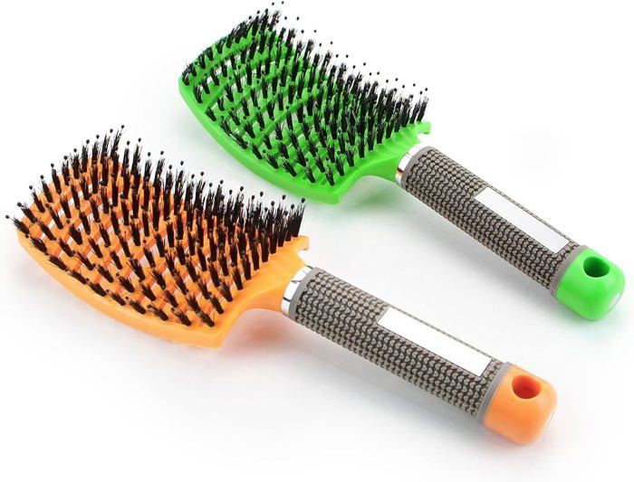 Kit De Brosses Et Peigne Pour Bébé - Poils De Chèvre Naturel Et Silicone - 3 Pièces - Soin Cheveux Et Cuir Chevelu - 7