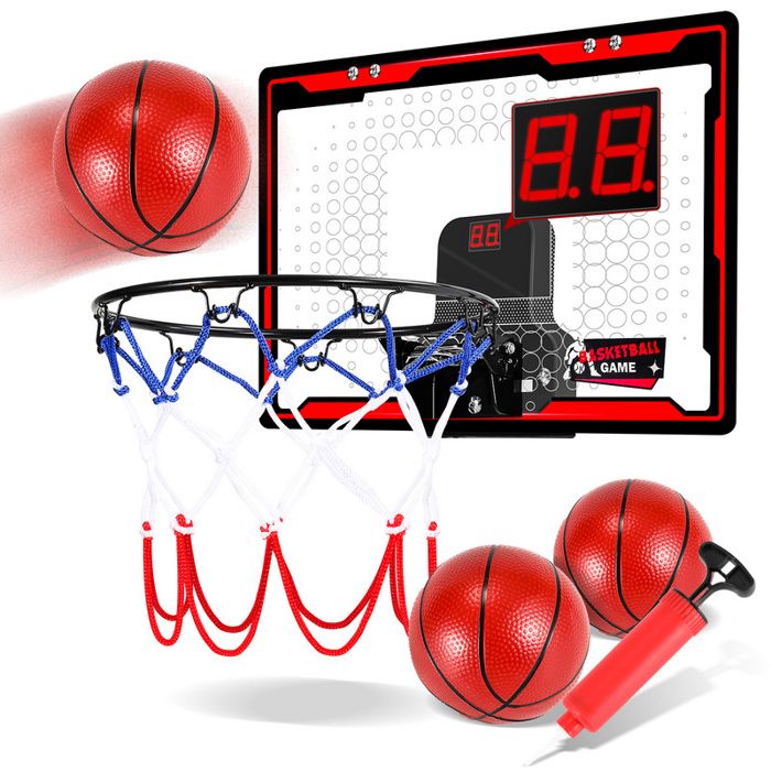 Panier De Basket Mini OKKIDY - Avec Scoreur Électronique, Montage Porte, Jeu D'Intérieur Enfants