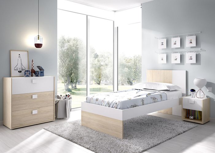 Ensemble chambre à coucher complète (lit 190x90 cm avec 2 tiroirs + table de chevet + commode ) Ensemble chambre à coucher complète (lit 190x90 cm avec 2 tiroirs + table de chevet + commode )