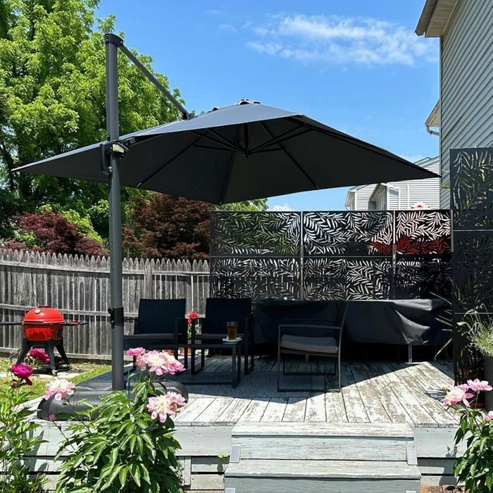 HOTIME Parasol Déporté Carré En Aluminium Pour Patio, Jardin