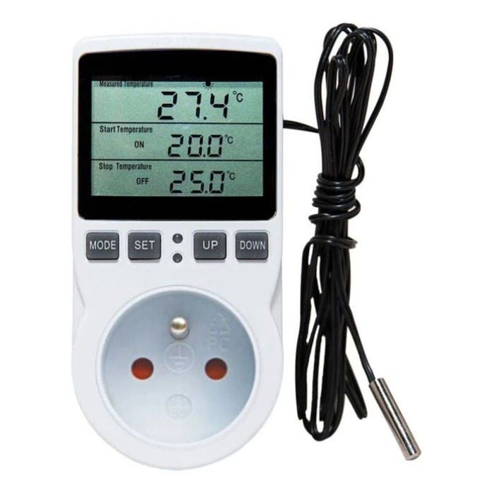 Meilleurs prix pour Prise thermostat programmable rgulateur de temprature avec sonde pour chauffage de serre ou aquarium 1 pice PZCC