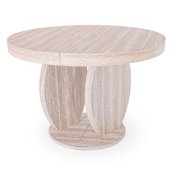 MENZZO Table ovale extensible L110-260cm Icarios avec pieds design Effet travertin Beige - table à manger Sans rallonge : L110 x
