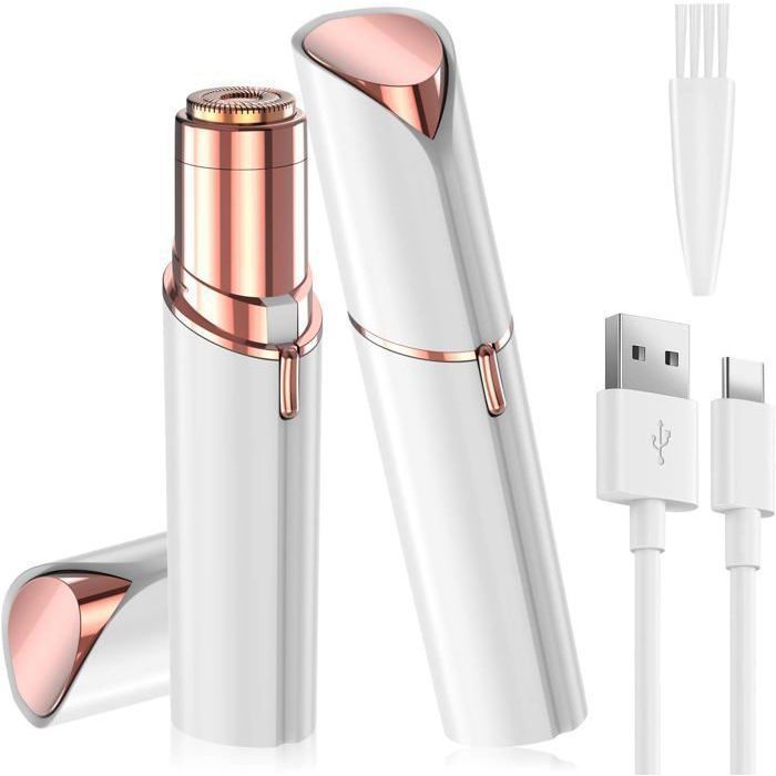 Rasoir Visage Femme USB Rechargeable Epilateur Visage Femme Doux et Indolore Rasoir Femme Electrique Flawless Epilateur Blanc Blanc