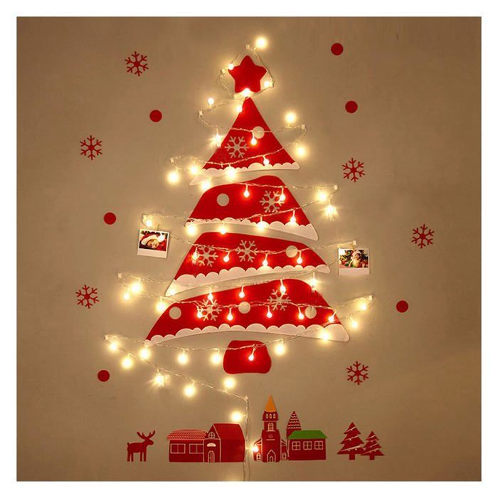 90cm/3ft Grand De Noël Éclairé Twig Wall Arbre 40 Blanc Chaud LED Lumières Batterie Exploité Suspendu Mur De Noël Décoration en