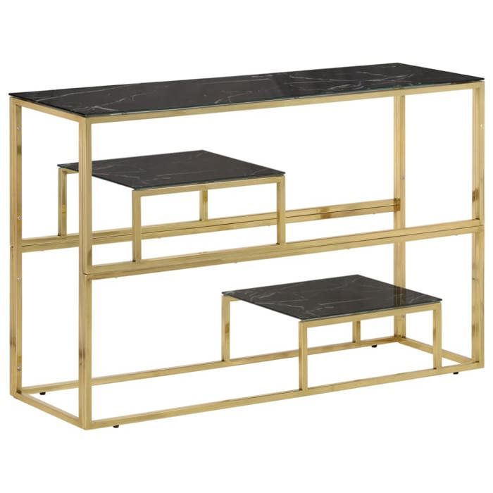 JILLS - Console Meuble - charge 20 kg - Table console - VIDAXL - doré acier inoxydable et verre trempé OCT95811846