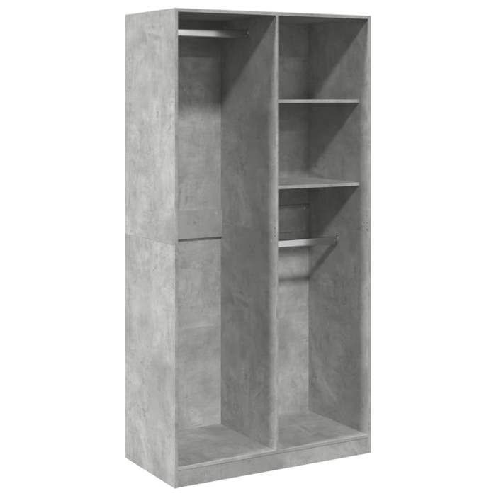 Gris Garde-robe CLARENCE Armoire penderie Pour chambre Gris béton 100x50x200 cm Aggloméré LV1433