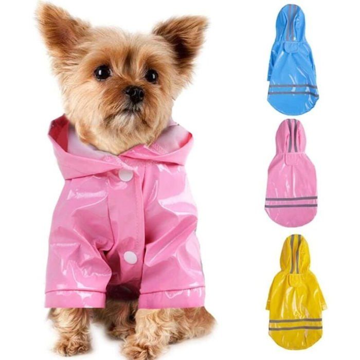 Meilleurs prix pour Manteau pluie chiot PU rose – imperméable capuche réfléchissant chat Label