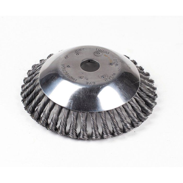 Brosse conique acier - Universel - Ø 200 mm - Alésage 254 mm - Vitesse max 10000 tr/min - Pavés/béton