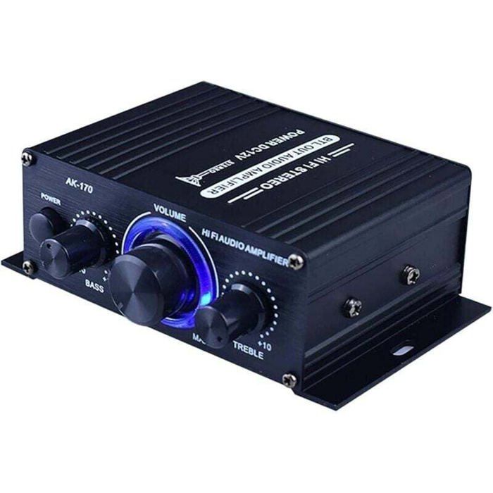 Mini amplificateur audio stéréo - OKZ - 12 V CC - Double canal - Noir - Compact - Faible distorsion - Son clair