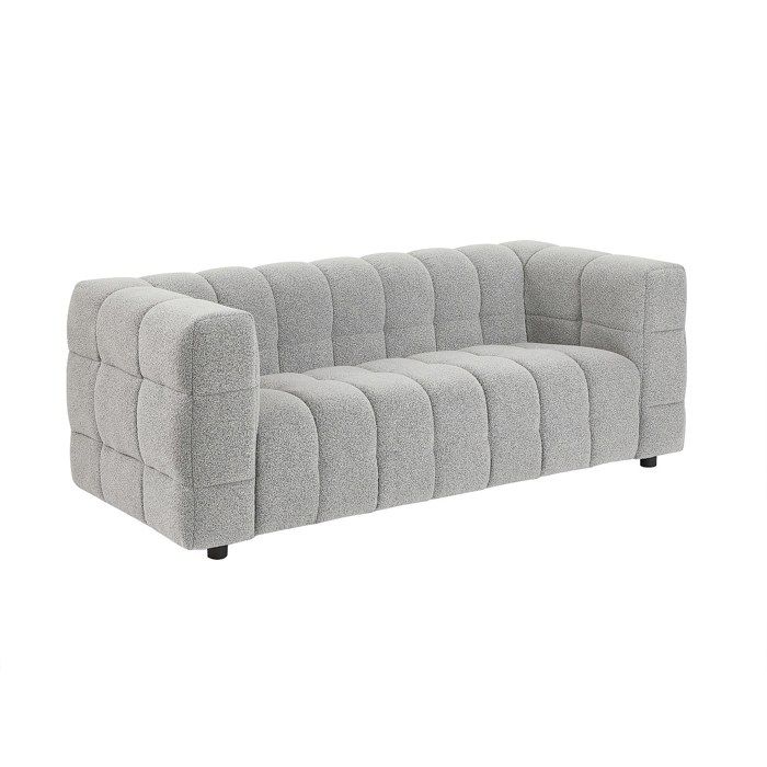 Canapé 2 places en tissu bouclette gris clair LERICI Canapé 2 places en tissu bouclette gris clair LERICI