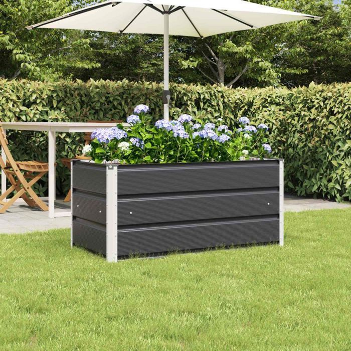 VIDAXL Jardinière en acier galvanisé anthracite 100 x 50 x 45 cm - bac à fleurs extérieur