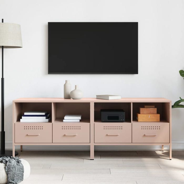 [33769]Meubles TV （2 pcs） - TABLE TV  Meuble TV de salon - rose 68x39x505 cm acierPoids:26.6 Kg