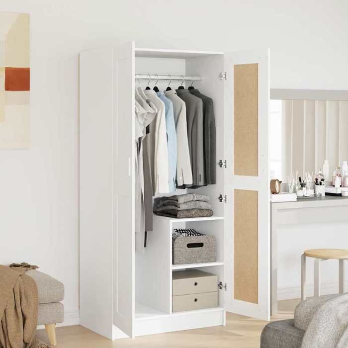 Blanc Penderie de Rangement - Magnifique Garde-robe - charge 3 kg par compartiment - Blanc 82 5x51 5x180cm Aggloméré CL7080232