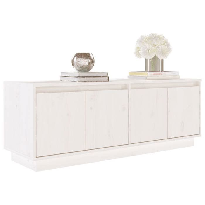 Cabinet TV - Blanc - Meuble TV pour Télévision - 1 PC - Blanc 110x34x40 cm Bois de pin massif T802