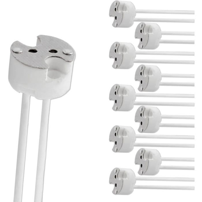 Lot de 10 Douilles GU5.3 avec Câble Silicon 12V-250V 2A max. 100W Base en Céramique Support MR16 GU5.3 pour Spot LED Halogène