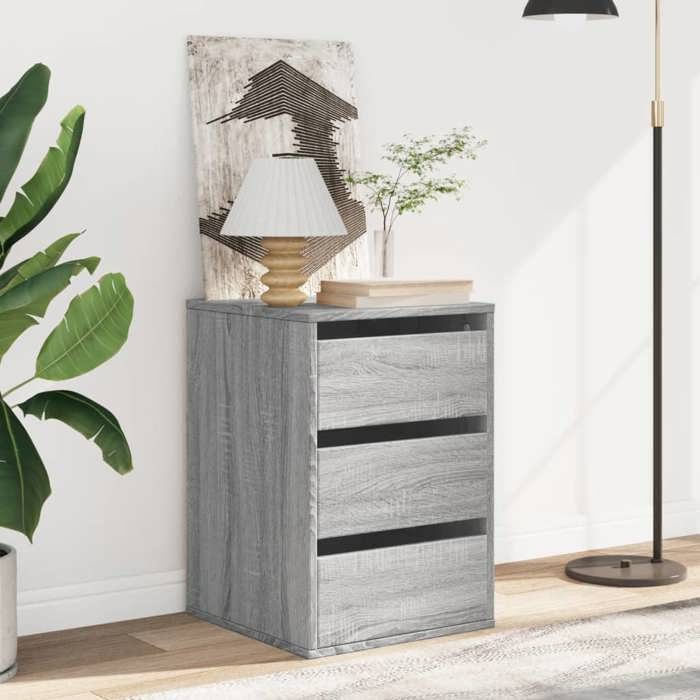 (15960)Moderne Commode dangle sonoma gris 40x41x58 cm bois dingénierie poid:17.1 kg