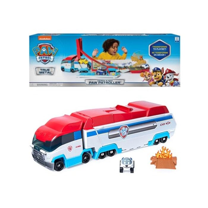 Paw Patrol - Pat Patrouille - Camion Patrouilleur 2 en 1 True Metal - Véhicule avec Circuit Voiture