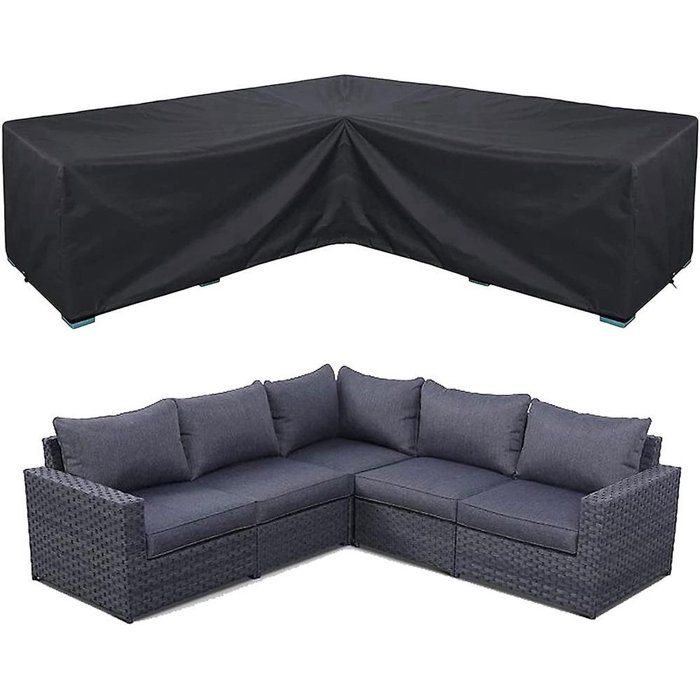 Housse Canapé Angle Jardin Imperméable 210D Oxford Noir Protection Meuble Extérieur 286×222×82cm