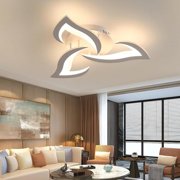 Plafonnier LED Luminaire Plafonnier 52cm 36W Lustre Salon Moderne Lampe de Diameter 52 cm 【3 Têtes】【blanc】blanc Froid