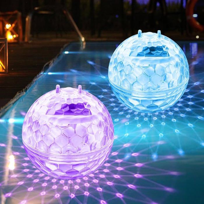 2 Pièces Lampe Soire Piscine 11cm Boule Lumineuse Flottante IP68 Étanche Lumière Exterieure pour Étang Jardin