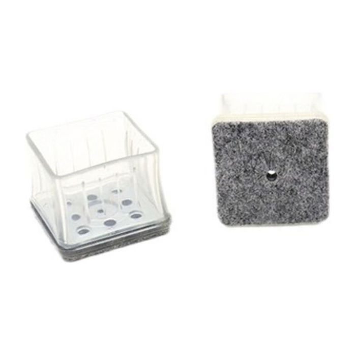 16pcs embouts chaise carrés – Silicone transparent avec feutre et rivet métal – Protection sol silencieux – Carré 24-29mm