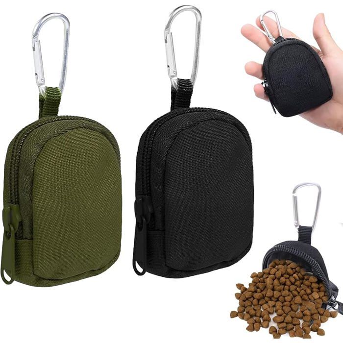 Sac Friandise pour ChienLot De 4 Pochette Friandise Chien2 Sac A Friandise Chien Noirs2 Vert Oliveavec Fermeture