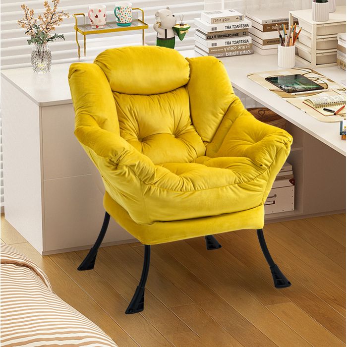 COVREO Fauteuil relax jaune 81 x 40 x 95 cm avec appui-tête rembourré et structure métallique