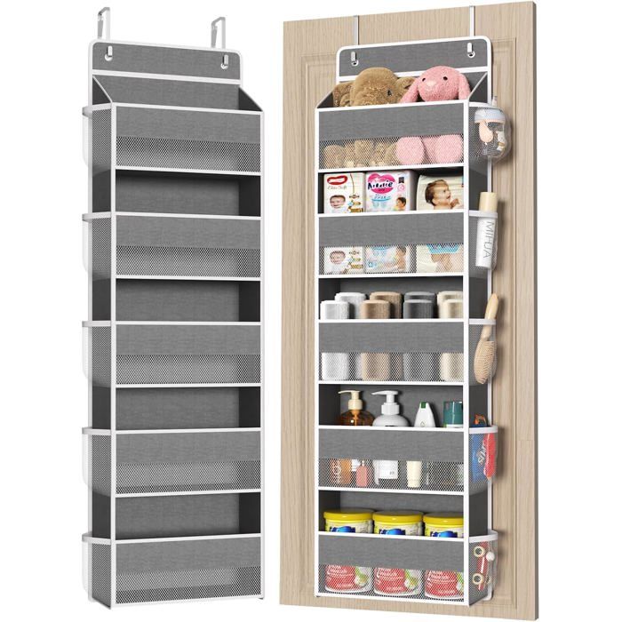 Rangement suspendu pour porte - 5 compartiments et étagères 129 x 36 x 14 cm tissu non tissé pliable fixation murale