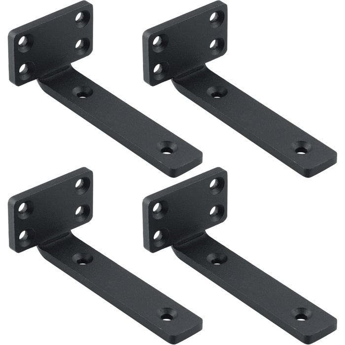 Équerre support mural flottant lot de 4 - acier laminé à froid noir 15 x 4 x 6 5 cm - charge lourde